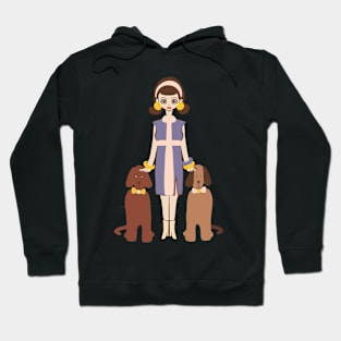 Retro Woman With Her Dogs Hoodie